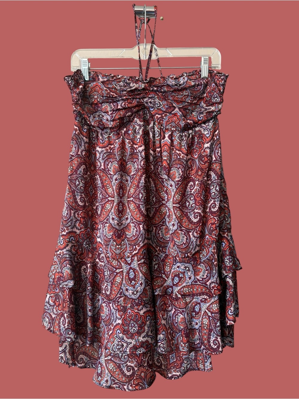 H&M Burgundy Paisley Strapless Mini Dress or Long Shirt.